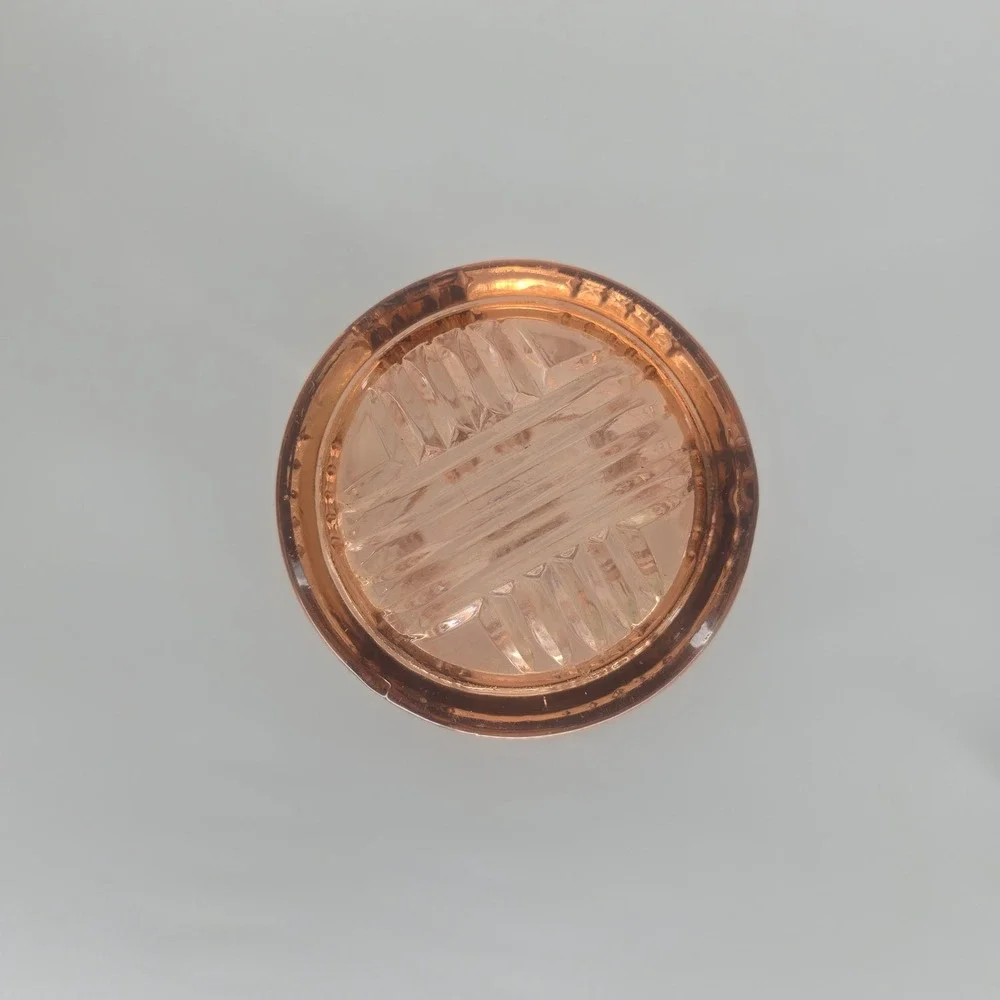 Vintage Pink Depression Glass Vase Art Deco Geometric Prismatic 7 Inch Blush
